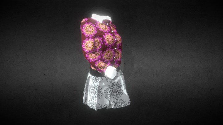 Anime girl with short skirt and shirt 3D Model