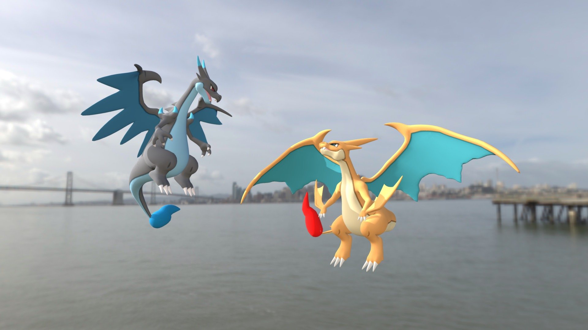 Mega Charizard X And Y In The Sky - 3D Model By Thegermancharizard  (@Thegermancharizard) [34245D5]