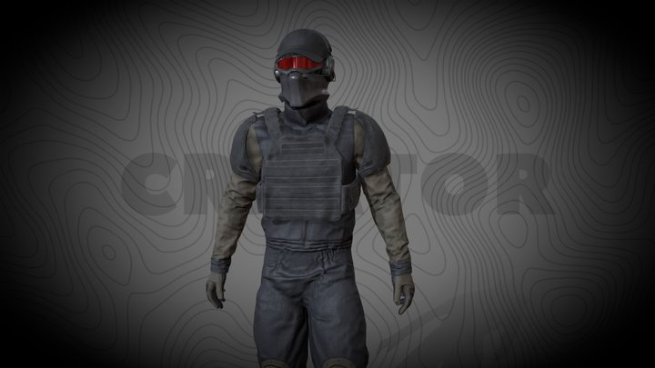Game Ready low poly character tactical