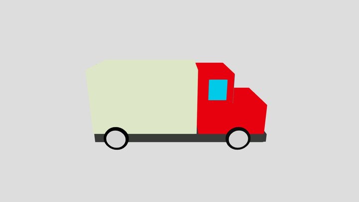 Low Poly Cargo Truck 3D Model