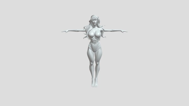Nude female with long red hair 3D Model