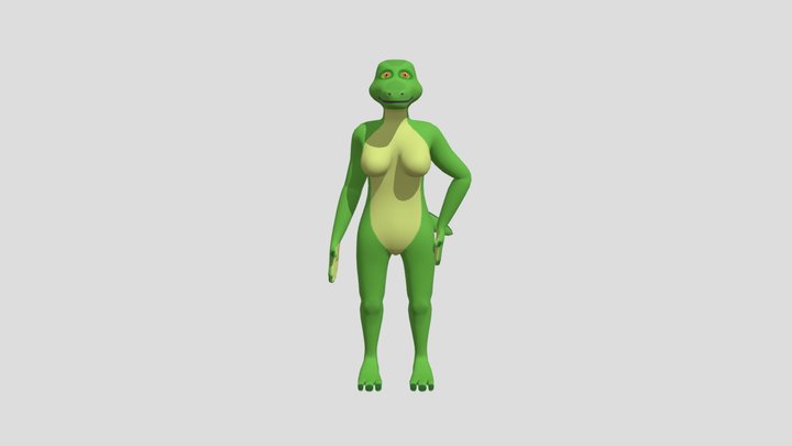 Anthro Crocodile 3D Model