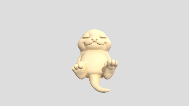 Serene Otter Statue 3D Model