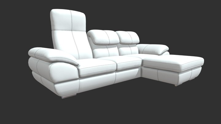 Modern Leather Corner Sofa 3D Model