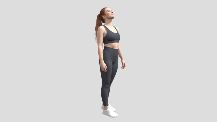 Upward Gaze in Gray Activewear 3D Model