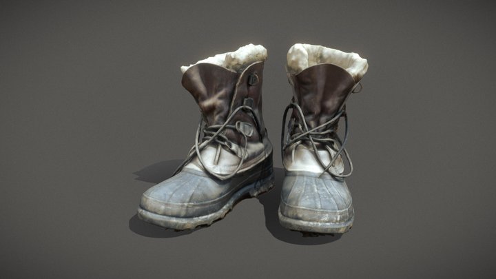 Used Leather Boots 3D Scan 3D Model