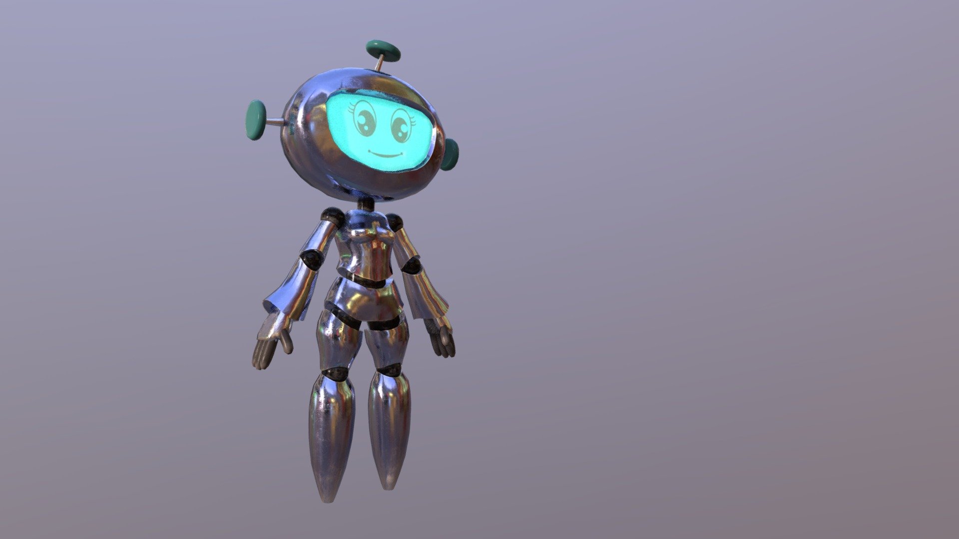 Cute female robot PBR