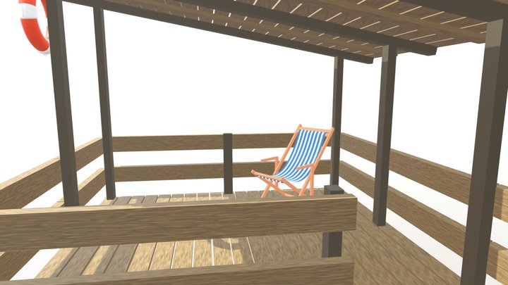 Beach house - place for lifeguard 3D Model