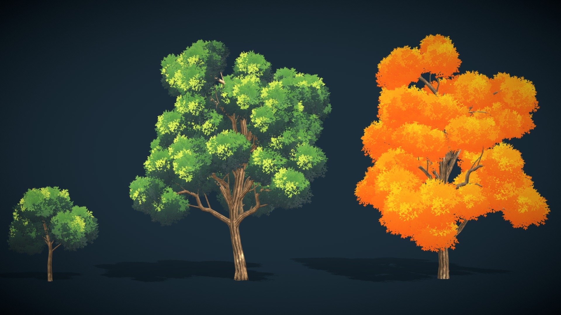 Stylized Anime Forest Tree & Bush 3D Assets Pack - 3D model by POLYSCAN ...