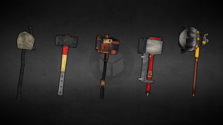 Weapon Set: Hammers 3D Model