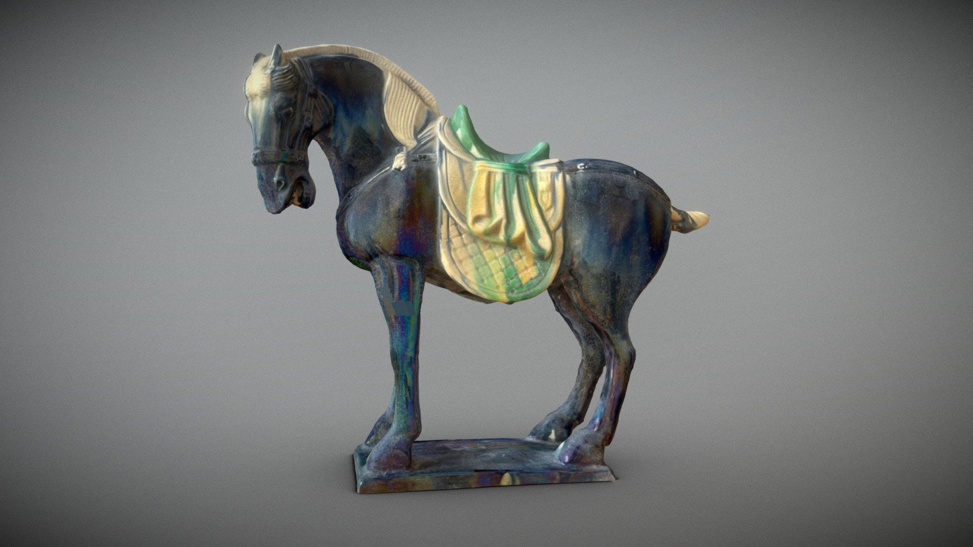 Antique Tang tri-colored pottery horse - Buy Royalty Free 3D model by