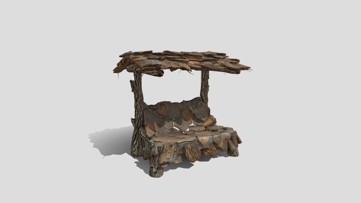 Driftwood tree bark Banch 3d model free – Modello 3D gratuito STL