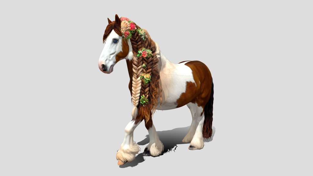 Floral Braided Horse 3d model free