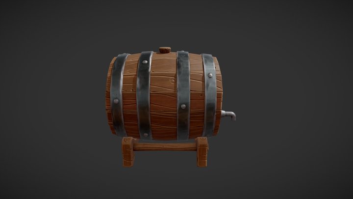 Wine Barrel 3D Model