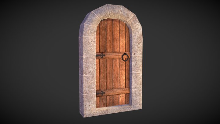 Very Low Poly Arch and Door 3D Model