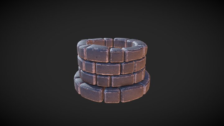 Low poly water well 3D Model