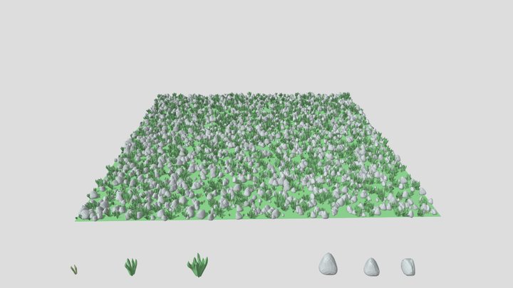 Lowpoly nature, rocks and grass 3D Model