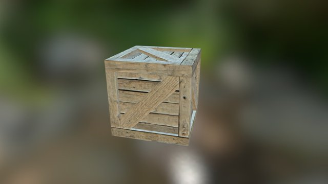 Old Wooden Square Crate 3D Model
