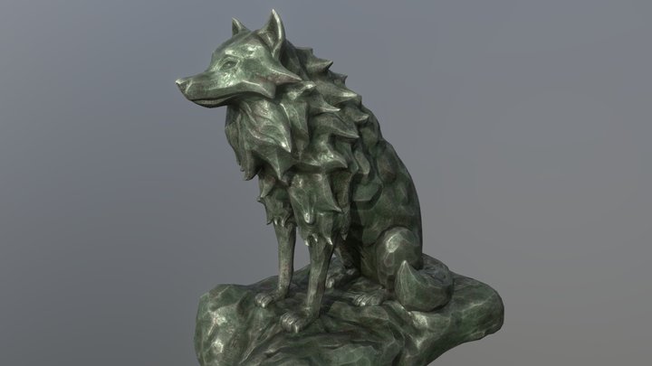 Rough Jaded Wolf Statue 3D Model
