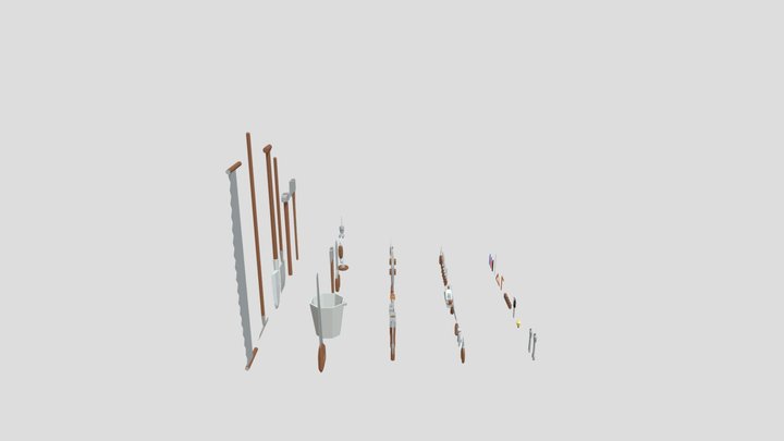 50 Low poly tools 3D Model