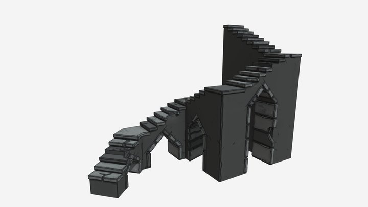 Low poly dungeon stairs 3D Model