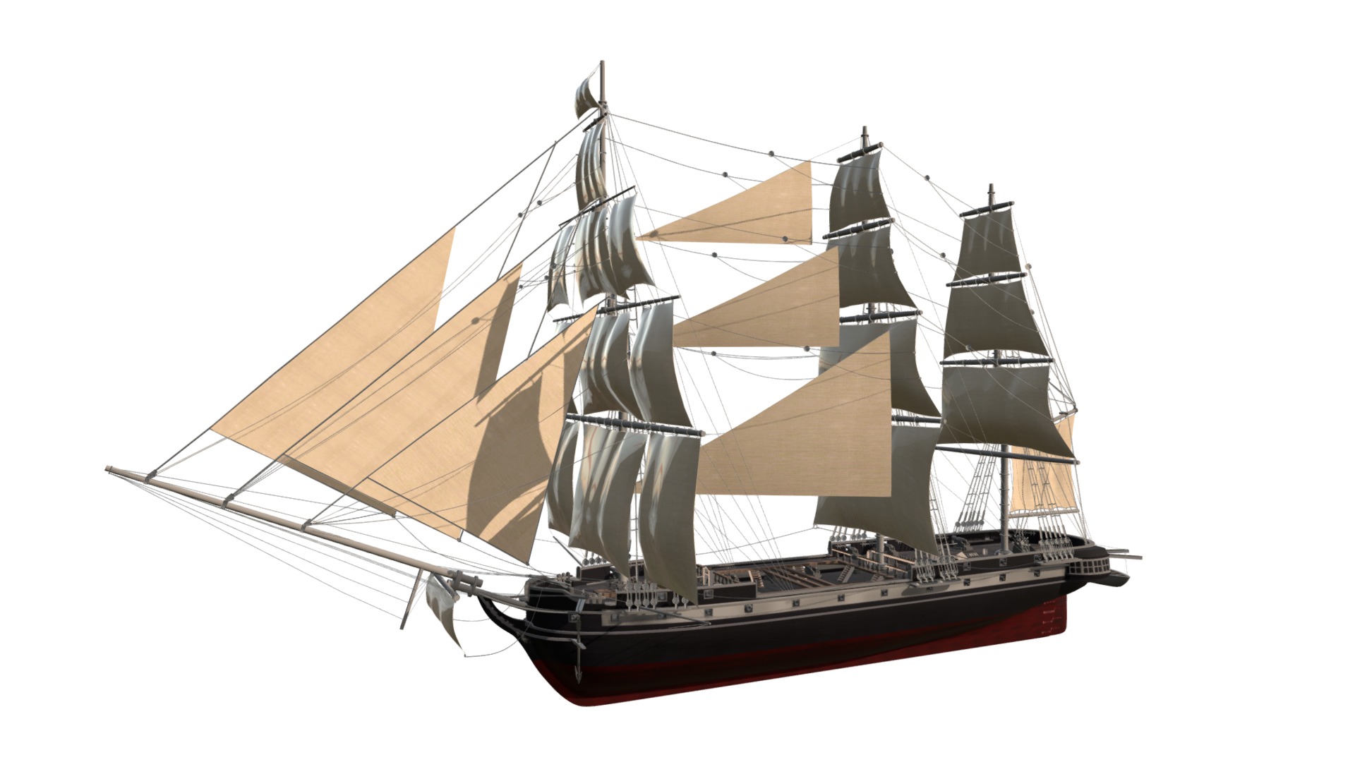 3D model Sailing Ship - This is a 3D model of the Sailing Ship. The 3D model is about a boat with sails.