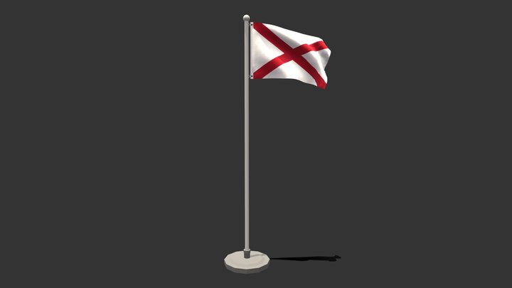 Seamless Animated Alabama Flag 3D Model