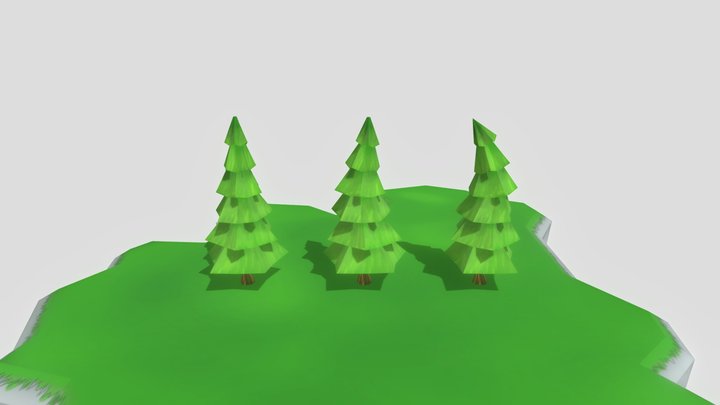 low poly pinetrees 3D Model