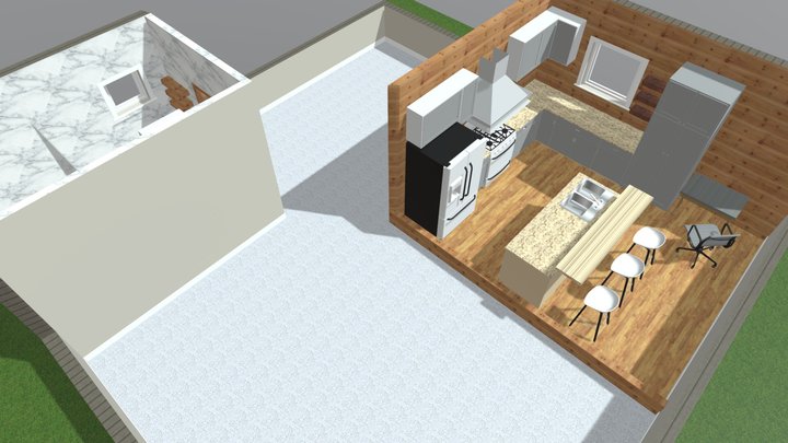 Deb Barn house Bath n Kitchen 3D Model
