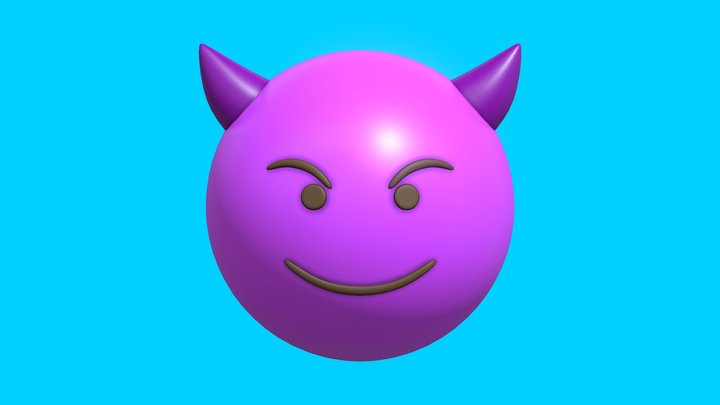 Evil Purple Emoticon Emoji or Smiley 3D Model