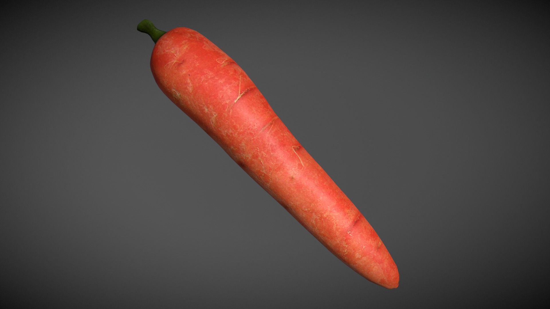 3D model Carrot - This is a 3D model of the Carrot. The 3D model is about a red carrot with a green stem.