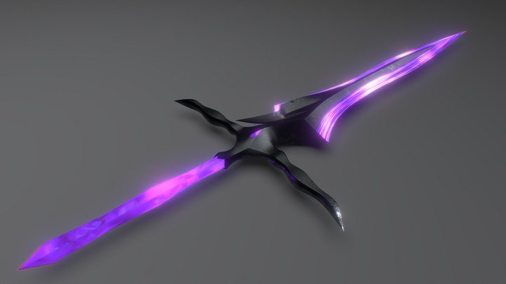 Magical Sword w/ Crystal Handle & Glowing Blade 3D Model