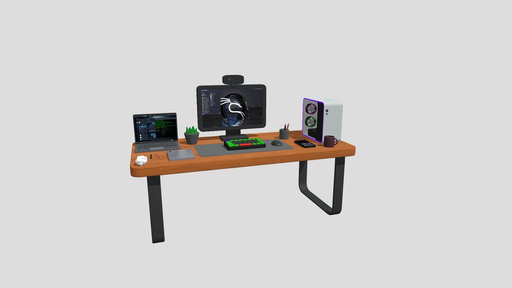 Modern Desk Setup – Game Ready 3D Model
