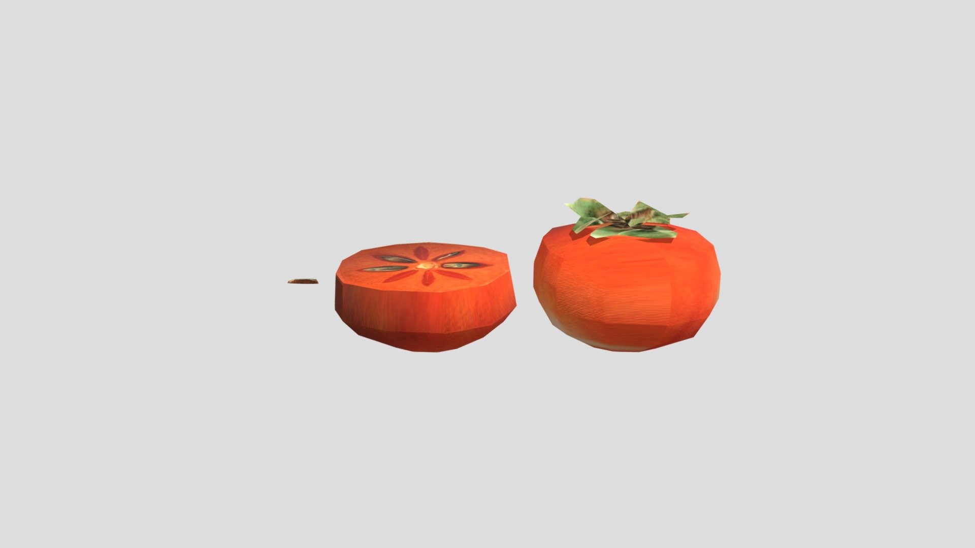 persimon - whole, cut and seed