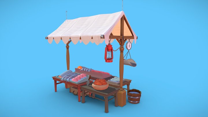 Stylized Fish stall 3D Model
