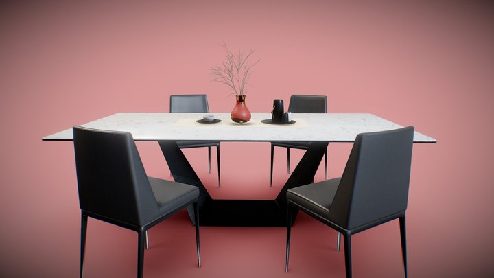 Modern Elegant Dining Table 3D Model