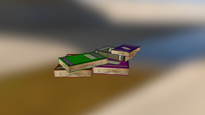 Books Pile Cartoon 3D Model