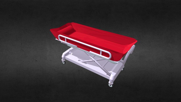 Shower trolley hospital bed 3D Model