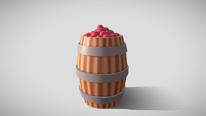 Barrel with apples 3D Model