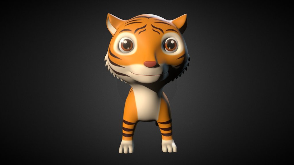 Cartoon Tiger - 3D model by  (@3dsmartphone) [347df6c]