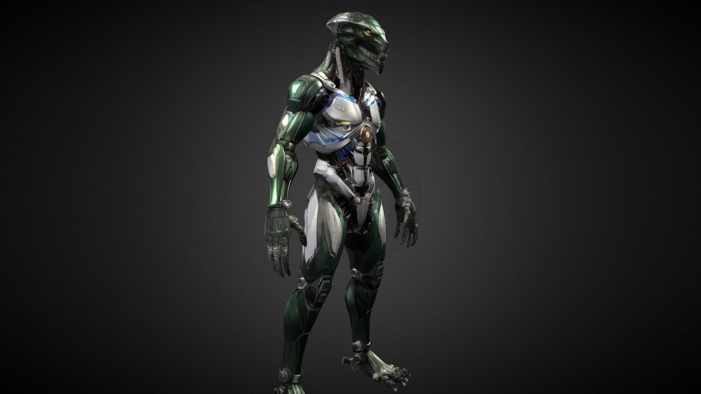 Robotic android reptilian alien