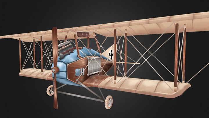 Stylized Albatros B.II Plane 3D Model