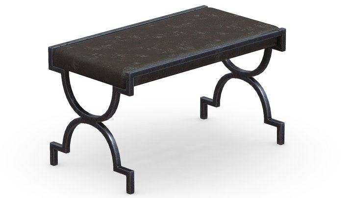 Leather Metal Bench 3D Model