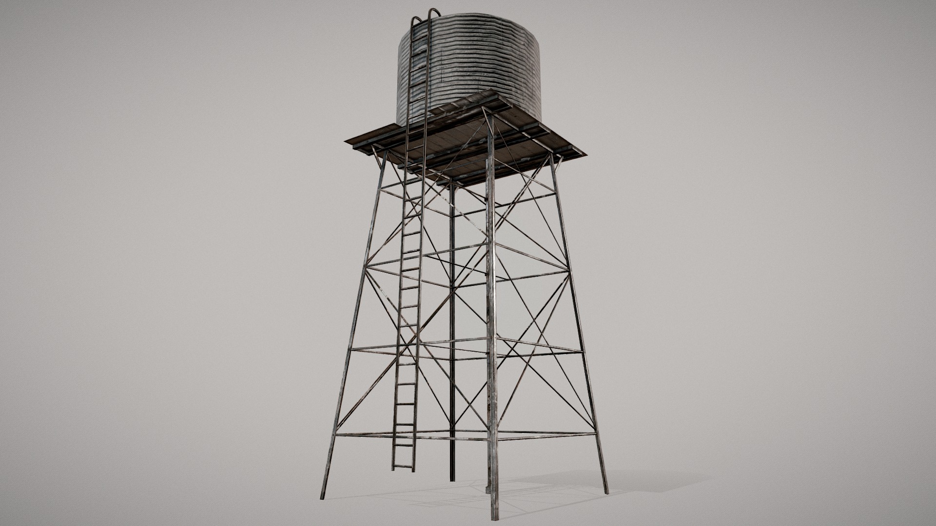 3D model Old Water Tower 2 – PBR - This is a 3D model of the Old Water Tower 2 - PBR. The 3D model is about a small tower with a small roof.