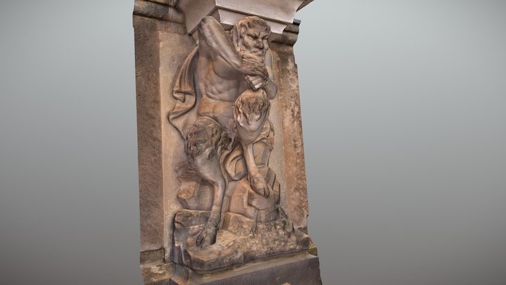 Baroque faun sculpture on a wall 2 3D Model