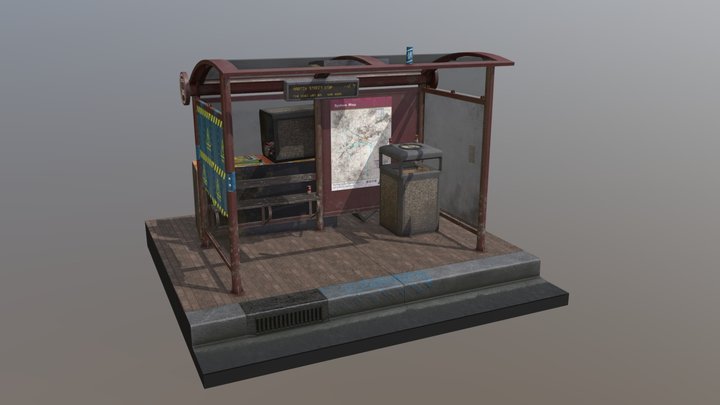 Bus Shelter Diorama 3D Model