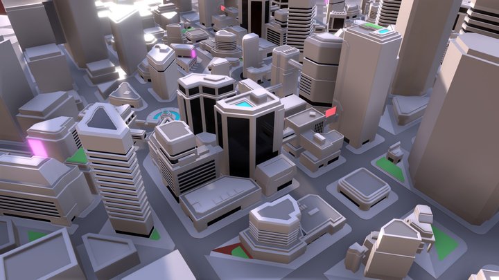 City Grid Block 3D Model