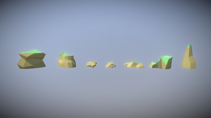 Low Poly Rocks Pack (Spring Season) 3D Model