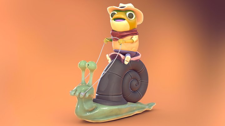 Cowboy Frog 3D Model