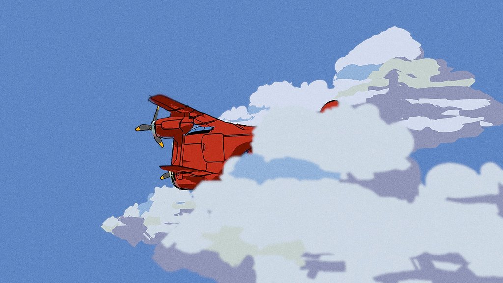 Red Biplane - Animated